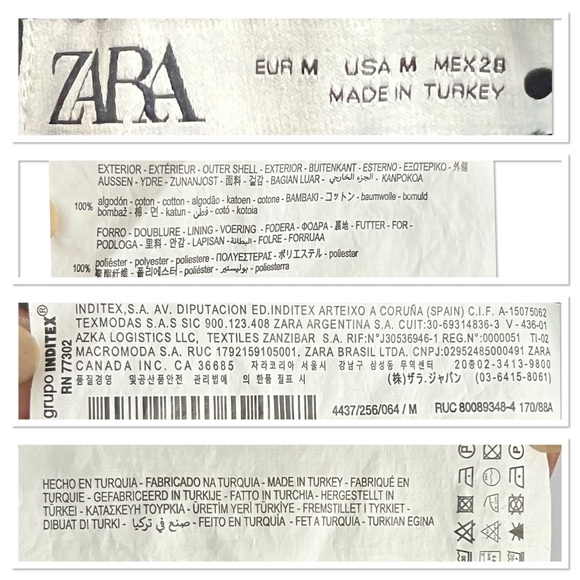 Zara Houndstooth Dress with Puff Sleeves Sz M 100% Cotton Black & White - Picture 9 of 9